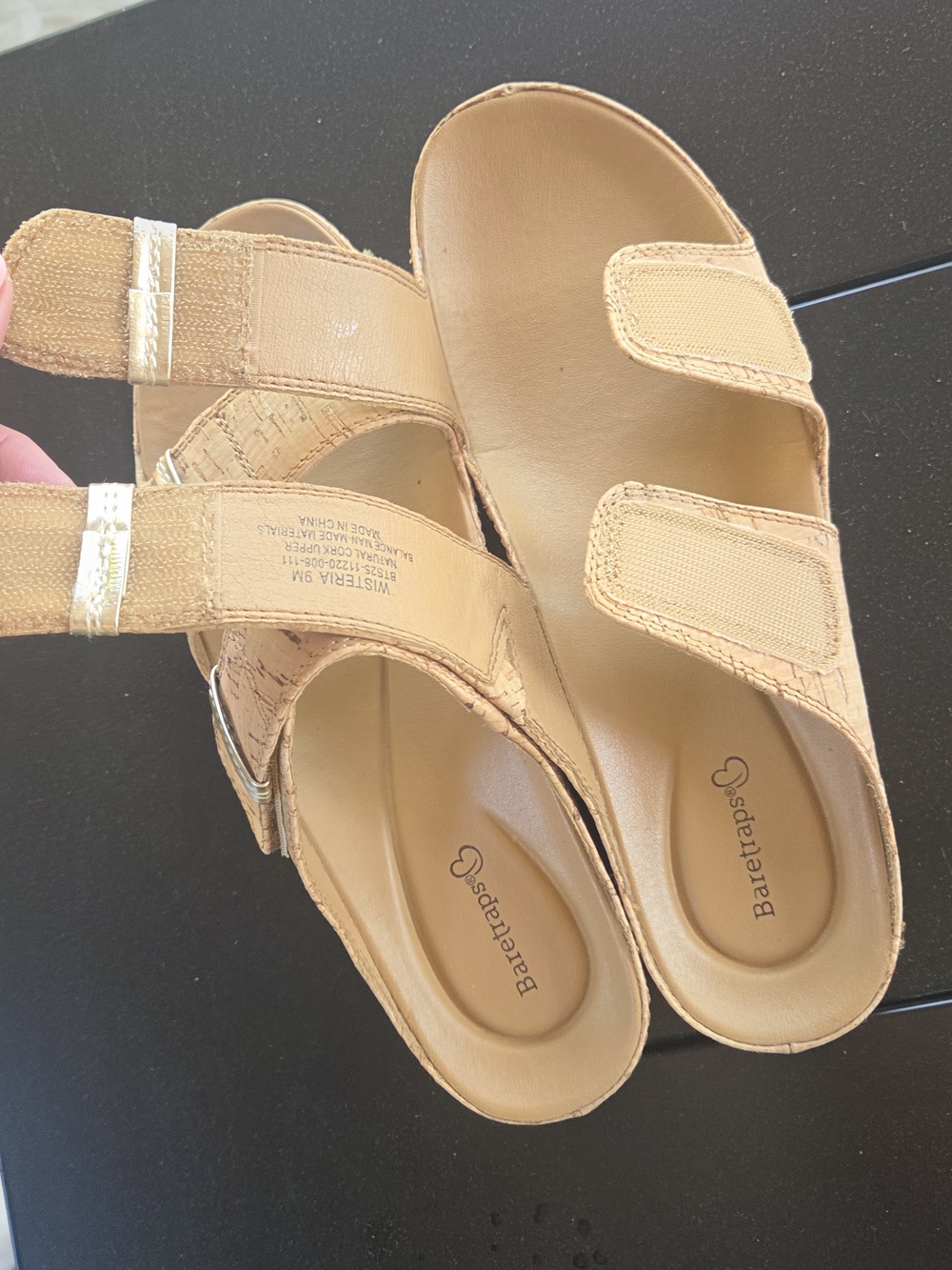 Baretraps Cork-Look Double Strap Slide Sandals - Tan - Picture 3 of 8